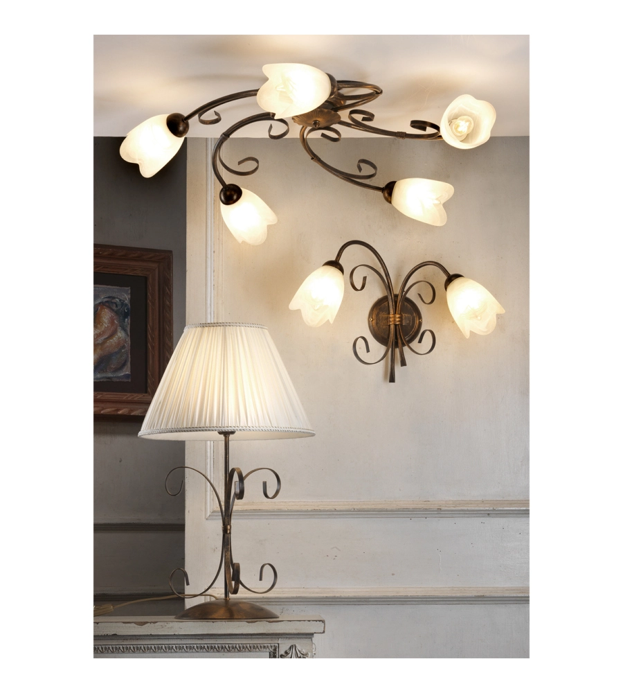 APPLIQUE 2 LUCI ONLI "ODINO" BRONZO E14